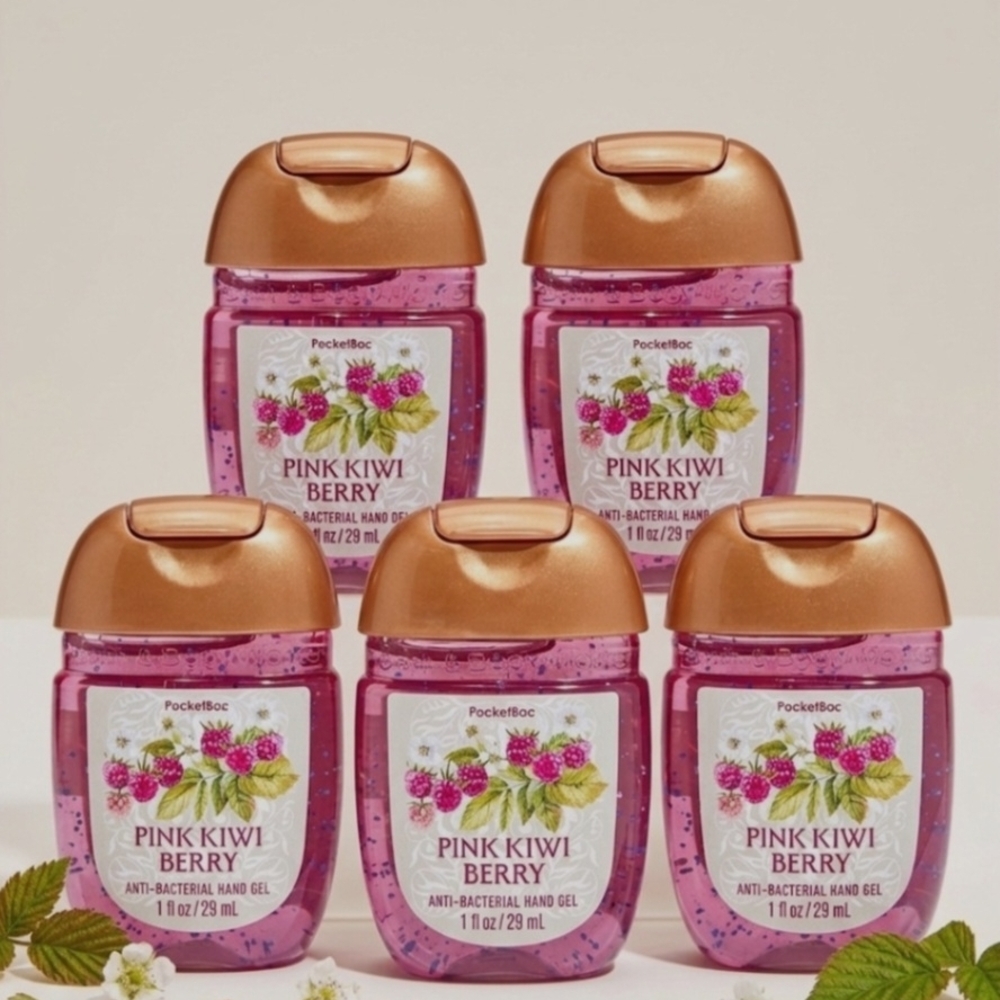PocketBac Pink Kiwi Berry Anti-Bacterial Hand Gel (Pink) - 5 Pack